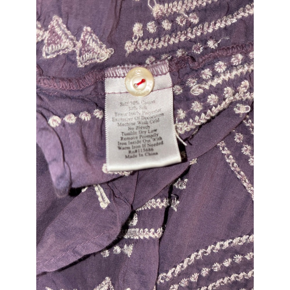 Johnny Was 3J Workshop Tunic Women Large Purple Embroidered Cotton Silk Boho Top - Picture 7 of 9